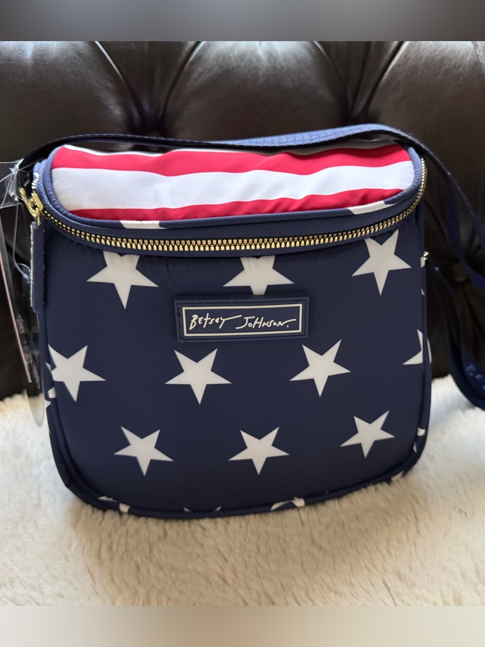 Betsey Johnson NWT Patriotic Flag Star Crossbody Bag America
